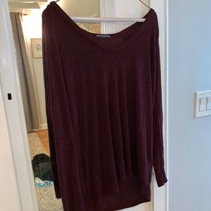 Maroon V-Neck Loose Comfy Sweater